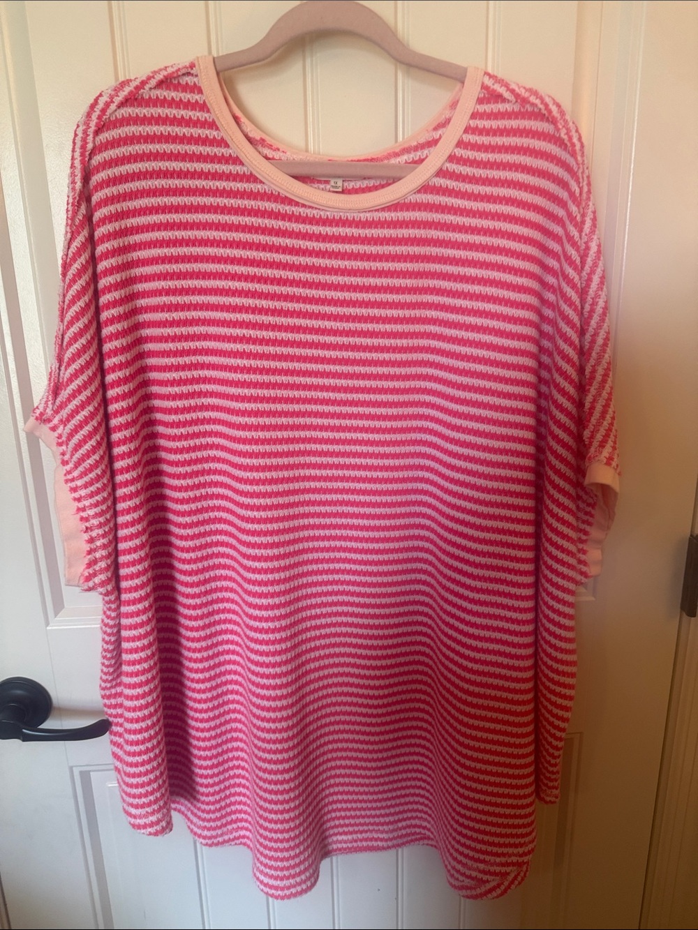 easel Pink and White Striped Knit Tunic